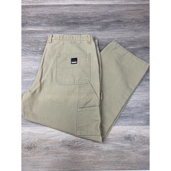 Craftsman Carpenter Heavy Cotton Canvas Dungaree Workwear Pants Khaki 44(42)x30 - Picture 1 of 10